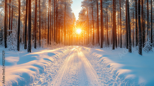 Snow-covered woodland