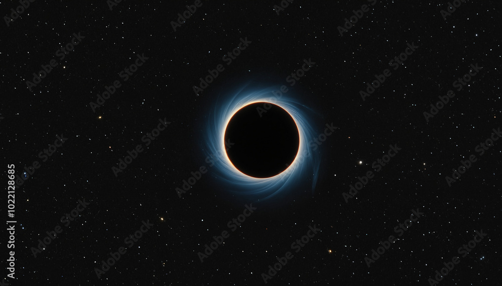 Fototapeta premium A black hole in space visualization, a black hole eating a star, creepy and mysterious visual for space journals and articles