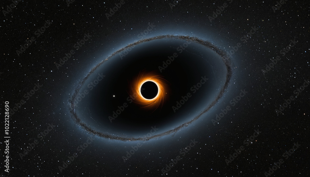 Fototapeta premium A black hole in space visualization, a black hole eating a star, creepy and mysterious visual for space journals and articles