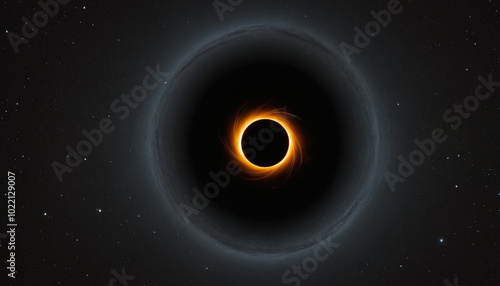 A black hole in space visualization, a black hole eating a star, creepy and mysterious visual for space journals and articles