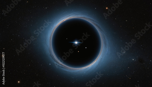 A black hole in space visualization, a black hole eating a star, creepy and mysterious visual for space journals and articles