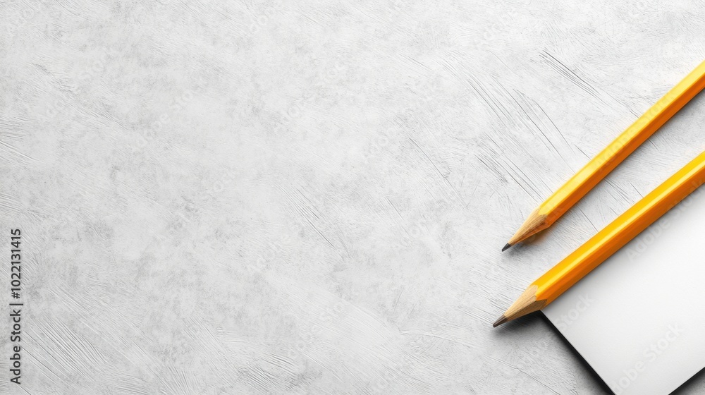 Yellow Pencils on White Textured Background, AI Yellow Pencils on White Textured Background, AI