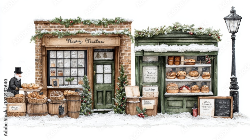 Charming Christmas Bakery Scene in Winter Wonderland Charming Christmas Bakery Scene in Winter Wonderland