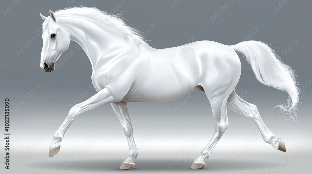 Elegant White Horse in Majestic Pose Elegant White Horse in Majestic Pose