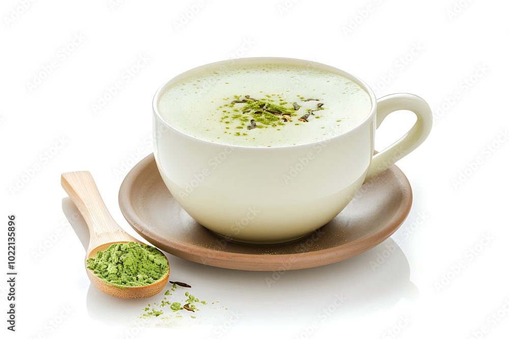 cup of green tea on white background cup of green tea on white background