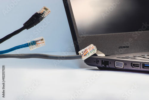 Lan cables  rg45 connect laptop to the network