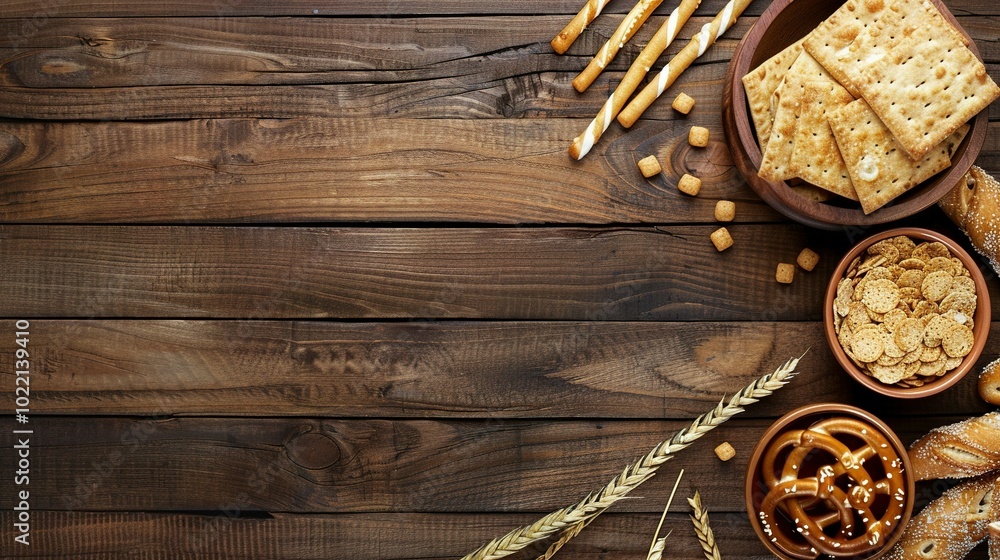 A Rustic Tabletop Arrangement with Various Bread Products A Rustic Tabletop Arrangement with Various Bread Products