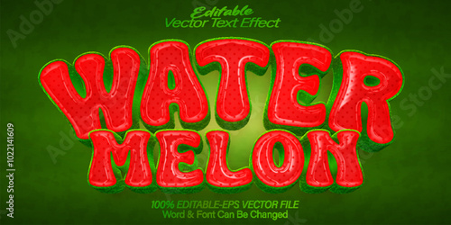 Watermelon  Vector Text Effect Editable Alphabet Summer Green Fruit Juicy Fruity