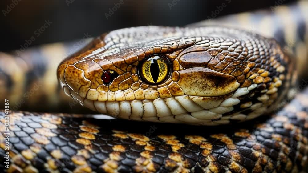 A captivating close up of a snake revealing its intricate scales and vibrant eyes, showcasing the beauty of wildlife in nature A captivating close up of a snake revealing its intricate scales and vibrant eyes, showcasing the beauty of wildlife in nature