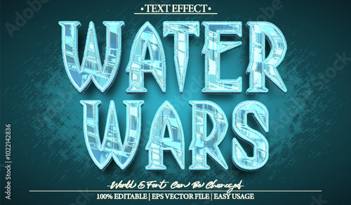 Water Wars Vector Text Effect Editable Alphabet Fantasy Future Galaxy Battle