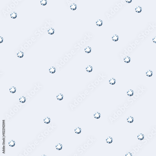Shiny rhinestone surface pattern design. Polka dot with gems, sparkling diamonds vector illustration. Glittering crystals seamless background. Jewel imitation wallpaper