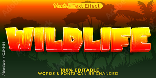 Wildlife Vector Text Effect Editable Alphabet Jungle Nature Tropical