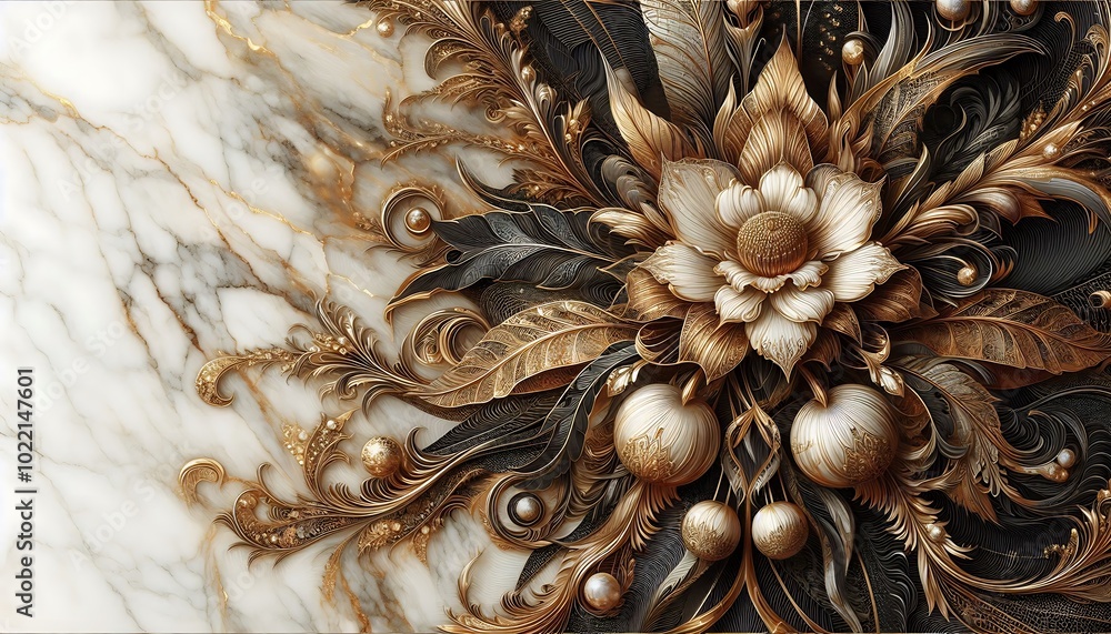 detailed, marble abstract background with intricate golden botanical details,generative ai,generative, ai
detailed, marble abstract background with intricate golden botanical details,generative ai,generative, ai