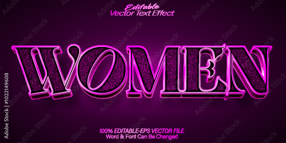 Women Vector Text Effect Editable Alphabet Purple Lady Girl Fashion Women Vector Text Effect Editable Alphabet Purple Lady Girl Fashion