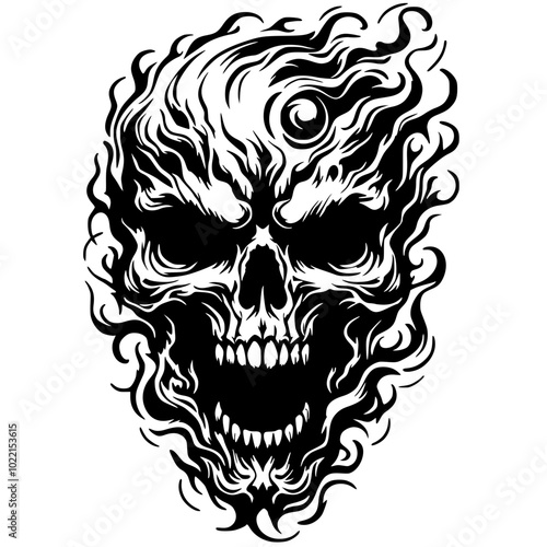 Burning skull vector