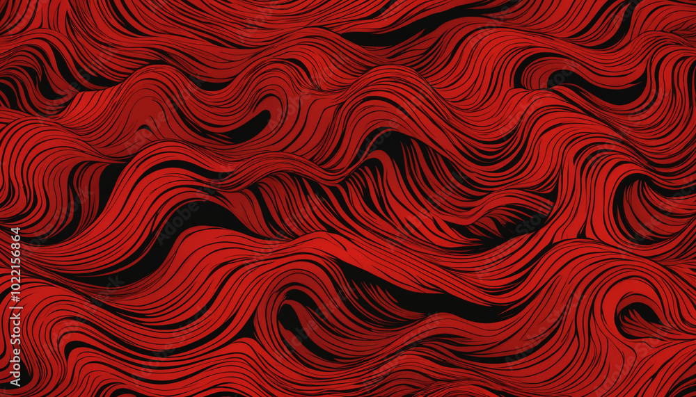 Red Waves Illustration | Abstract Wave and Dunes| Scorching hot landscape Red Waves Illustration | Abstract Wave and Dunes| Scorching hot landscape