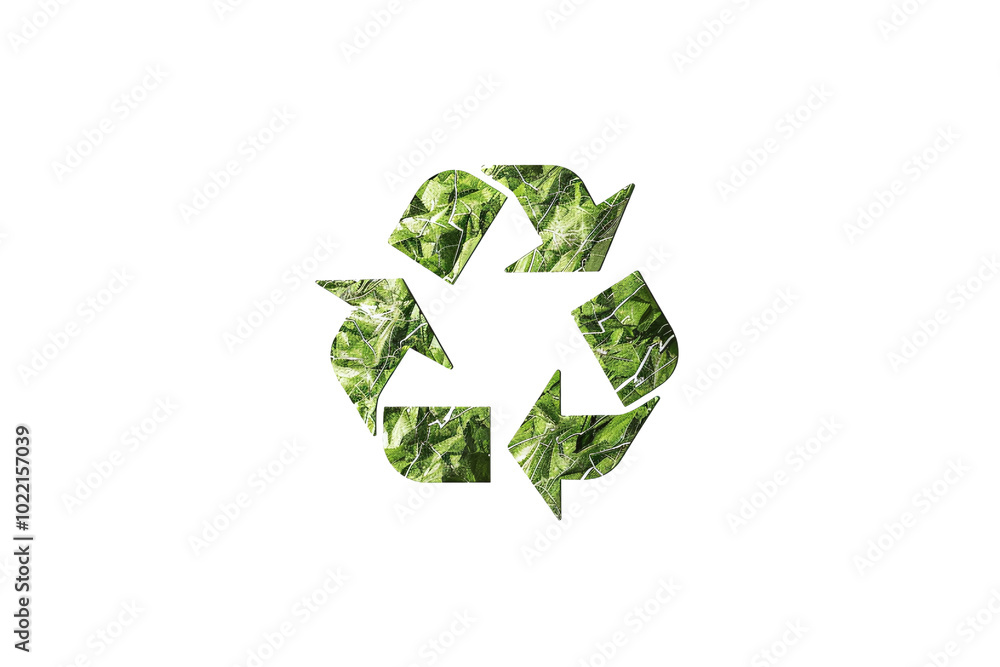 Green recycle symbol with leaves isolated on white background. Generative ai Green recycle symbol with leaves isolated on white background. Generative ai