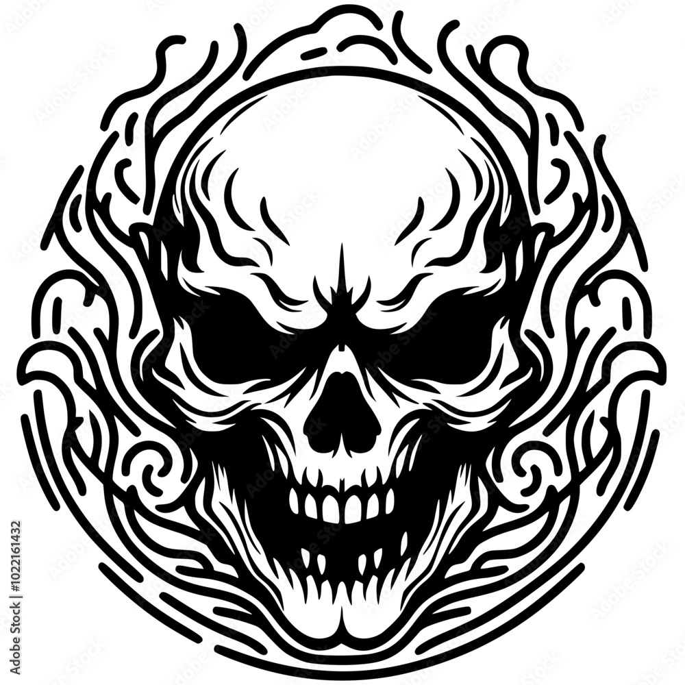 Scary skull sketch silhouette Scary skull sketch silhouette