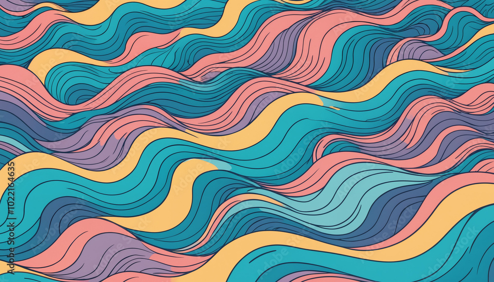 Pastel abstract illustration of Waves and Dunes for background and liminal space Pastel abstract illustration of Waves and Dunes for background and liminal space