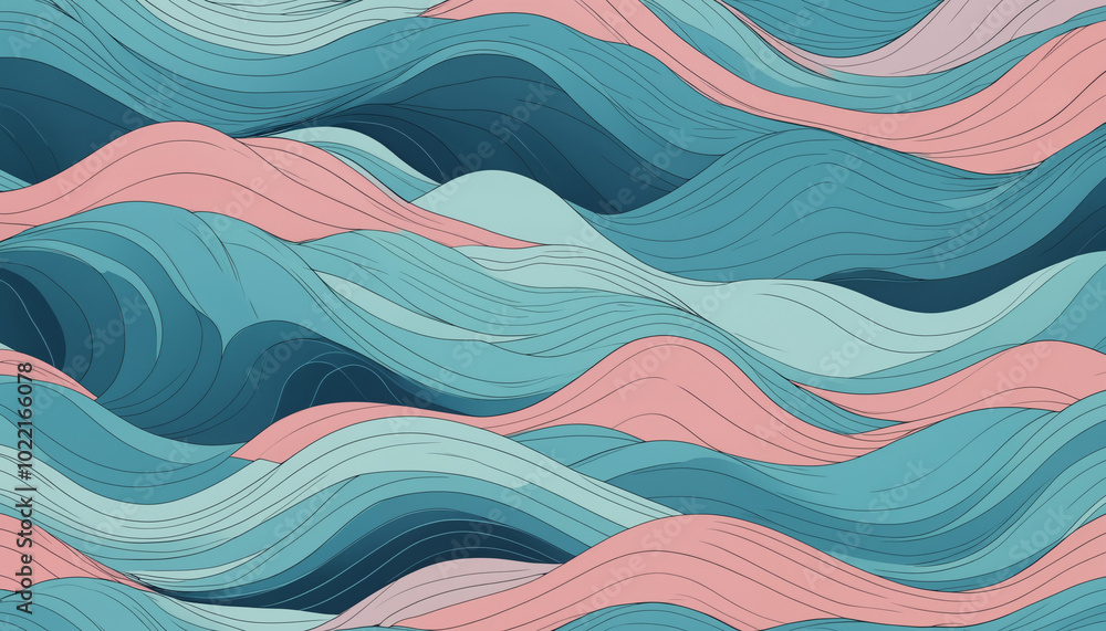 Pastel abstract illustration of Waves and Dunes for background and liminal space Pastel abstract illustration of Waves and Dunes for background and liminal space