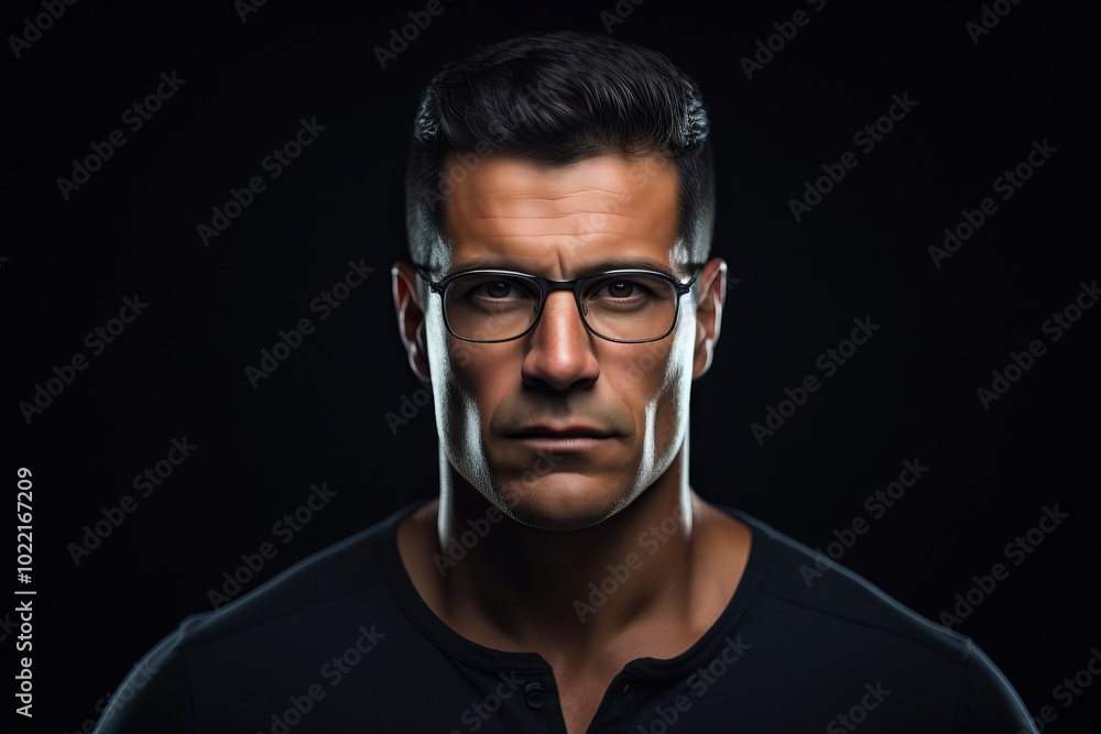 Portrait of a handsome man with glasses on a black background. Portrait of a handsome man with glasses on a black background.