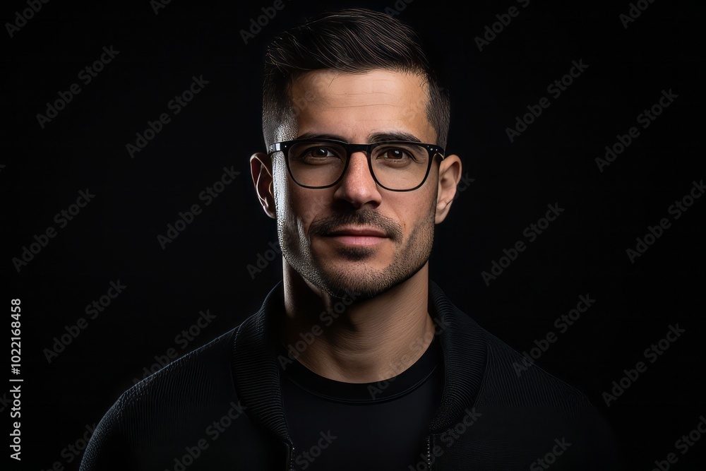 Portrait of a handsome young man in glasses on a black background Portrait of a handsome young man in glasses on a black background