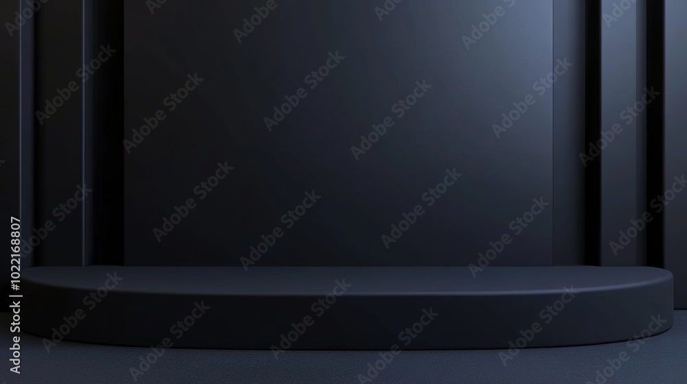Obraz premium Minimalist Black Stage with Smooth Curved Platform