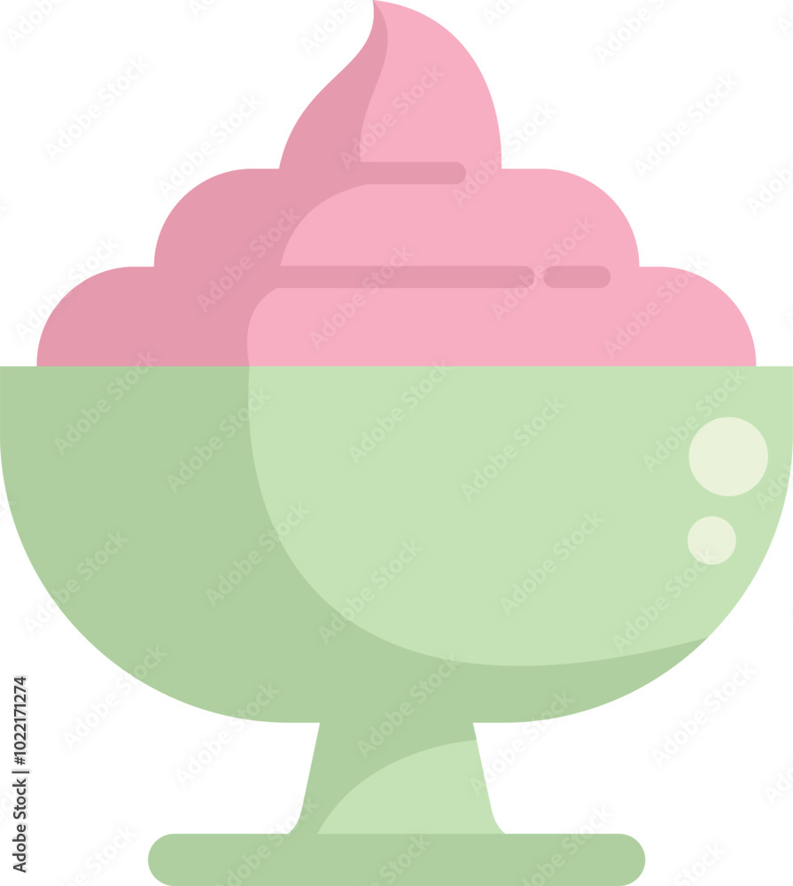 Pink dessert cream is served in an elegant green bowl, perfect for representing a sweet treat Pink dessert cream is served in an elegant green bowl, perfect for representing a sweet treat