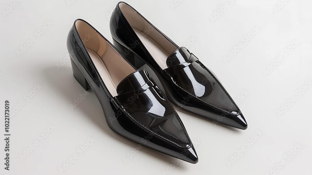black leather shoes on white background black leather shoes on white background
