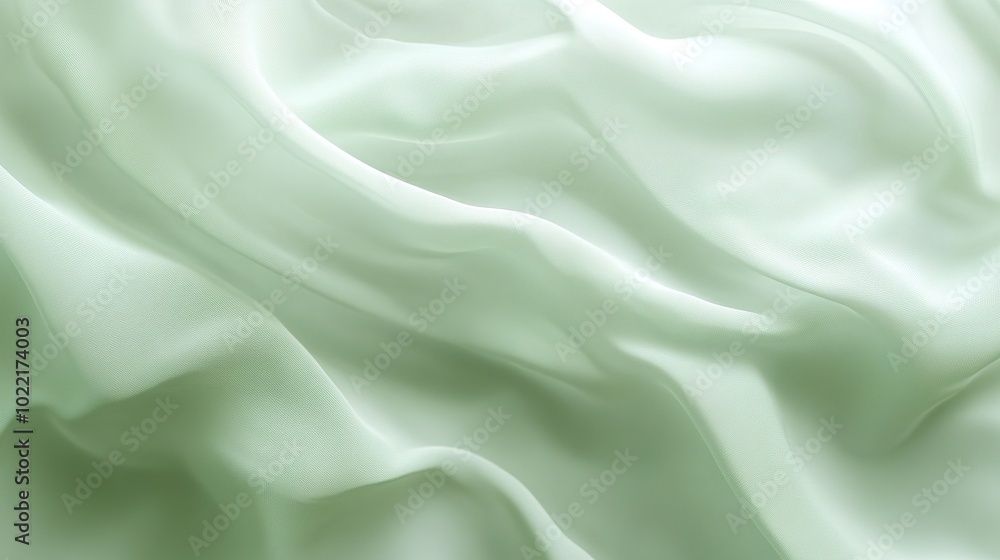 Fototapeta premium Soft Green Satin Fabric Waving Gently