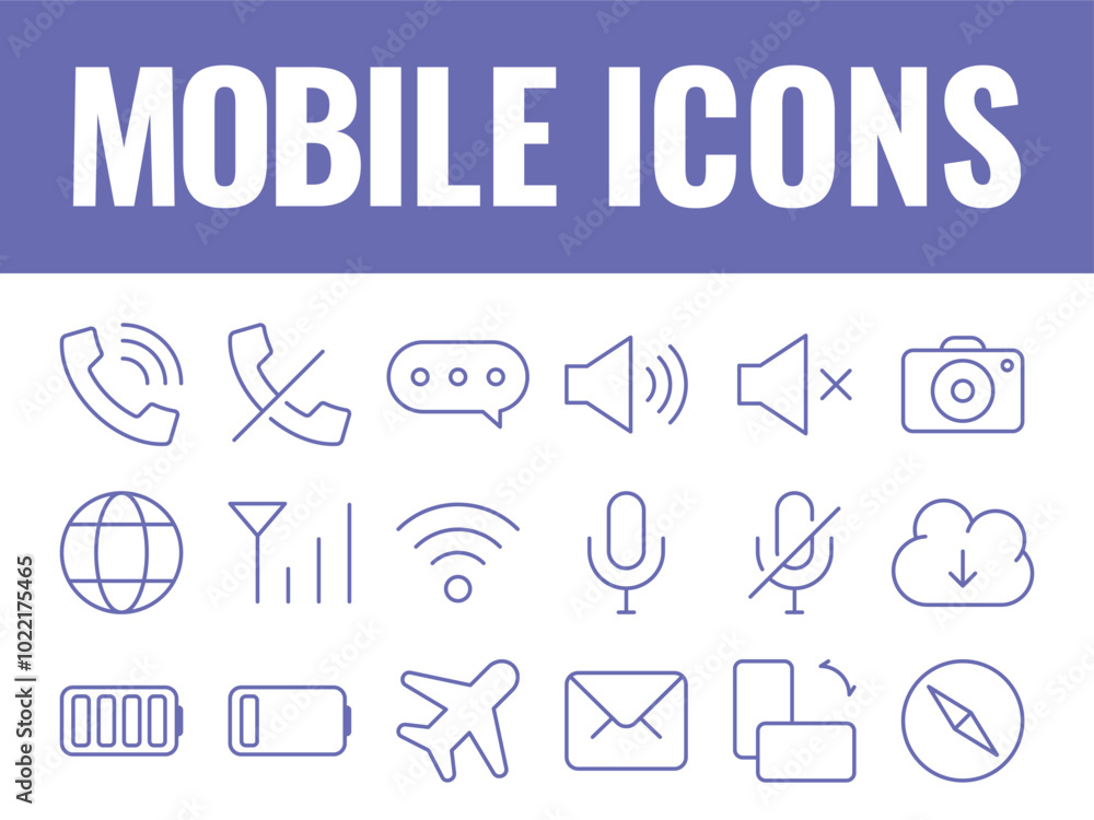 Fototapeta premium Mobile icons vector. mobile phone icons set collection. mobile phone setting icons vector