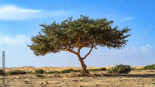 Ancient Frankincense Boswellia sacra plant trees thriving in the desert regions of the Arabian Peninsula photo