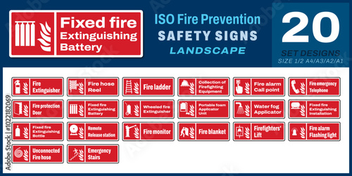 20 set fire prevention safety signs v8_fixed fire extinguishing battery_landscape size 1/2 a4,a3,a2,a1	
