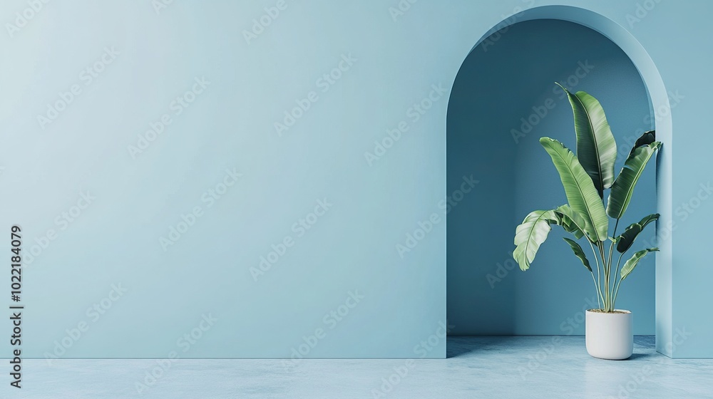 Serene Indoor Plant in Light Blue Decor Serene Indoor Plant in Light Blue Decor