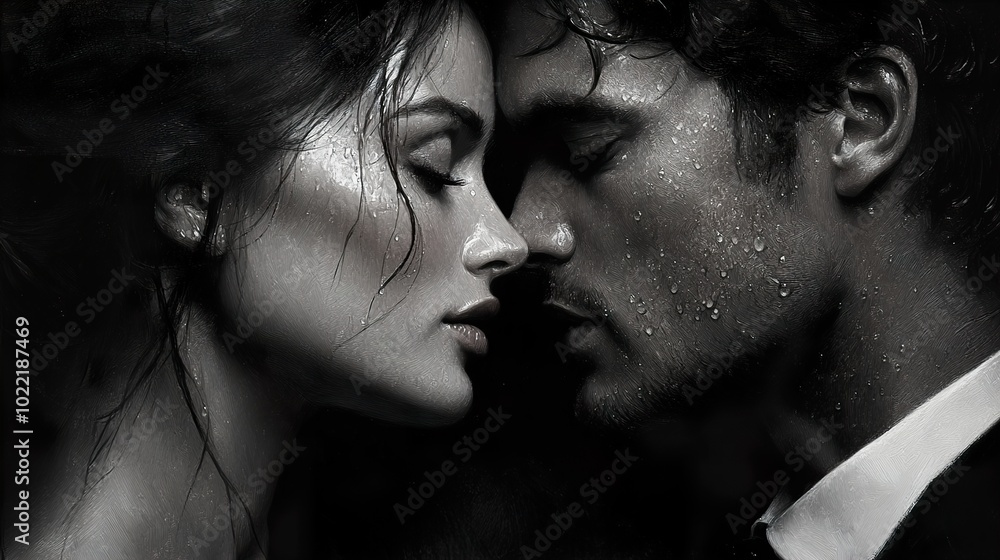 Romantic Couple Portrait: Close-up Black and White Photography Romantic Couple Portrait: Close-up Black and White Photography