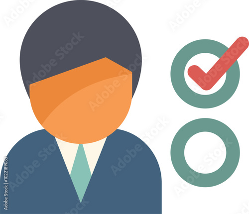 Businessman making a choice from checklist with check mark in green circle