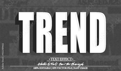 Vector Text Effect Editable Alphabet Style Simple Trend White