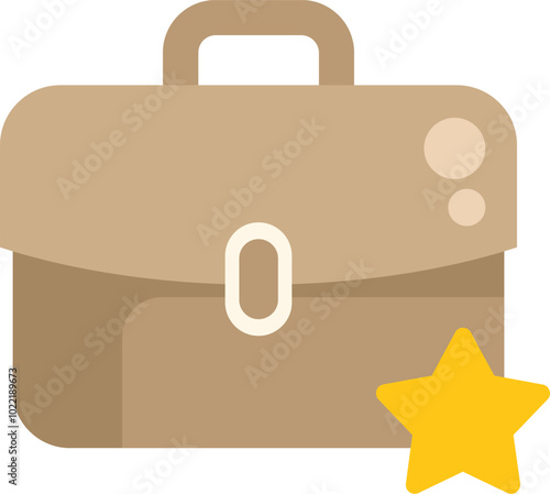 Classic brown briefcase with a big yellow star aside, representing a successful business
