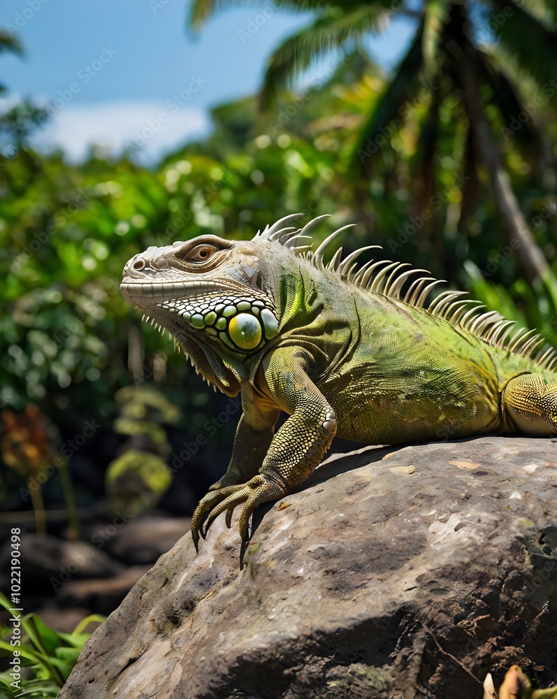 Vibrant Iguana in Tropical Forest Vibrant Iguana in Tropical Forest