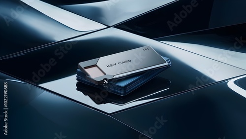 Modern Key Card on Reflective Surface
