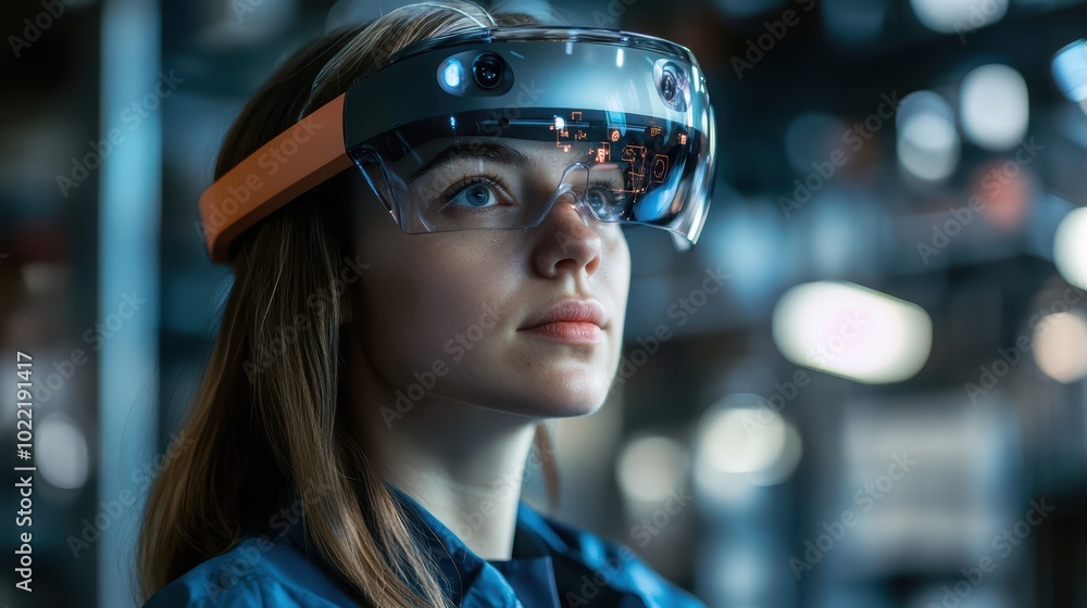 Digital Transformation: Integration between technology and business, with elements such as augmented reality overlays on physical products. Digital Transformation: Integration between technology and business, with elements such as augmented reality overlays on physical products.
