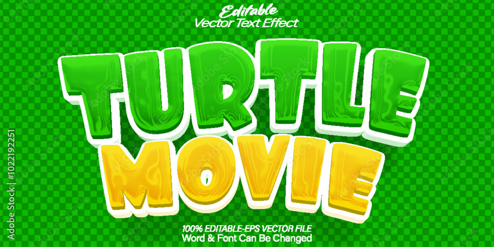 Fototapeta premium Turtle Movie Vector Text Effect Editable Alphabet Cartoon Comic Tv Show Film