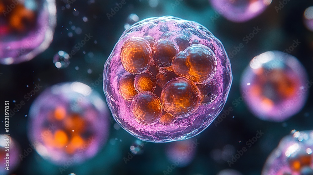 Naklejka premium Microscopic View of a Cell: Exploring the Wonders of Life