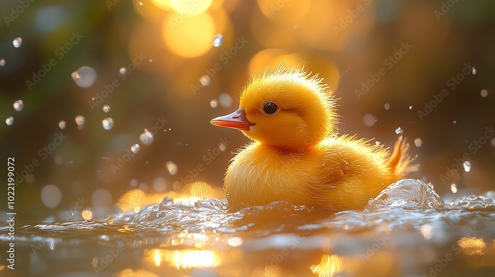 Adorable Duckling Swimming in a Pond Adorable Duckling Swimming in a Pond