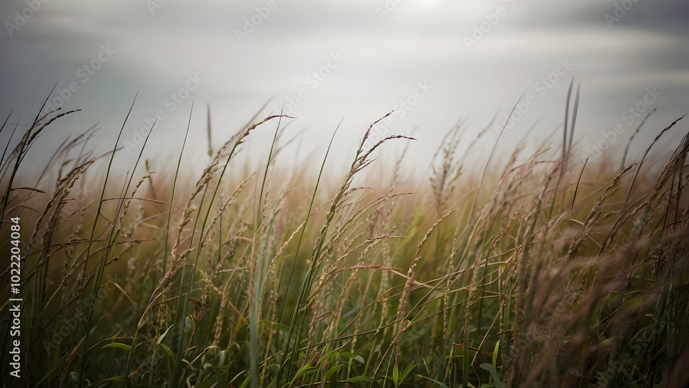Meadow on Cloudy Day with Gentle Movement Meadow on Cloudy Day with Gentle Movement