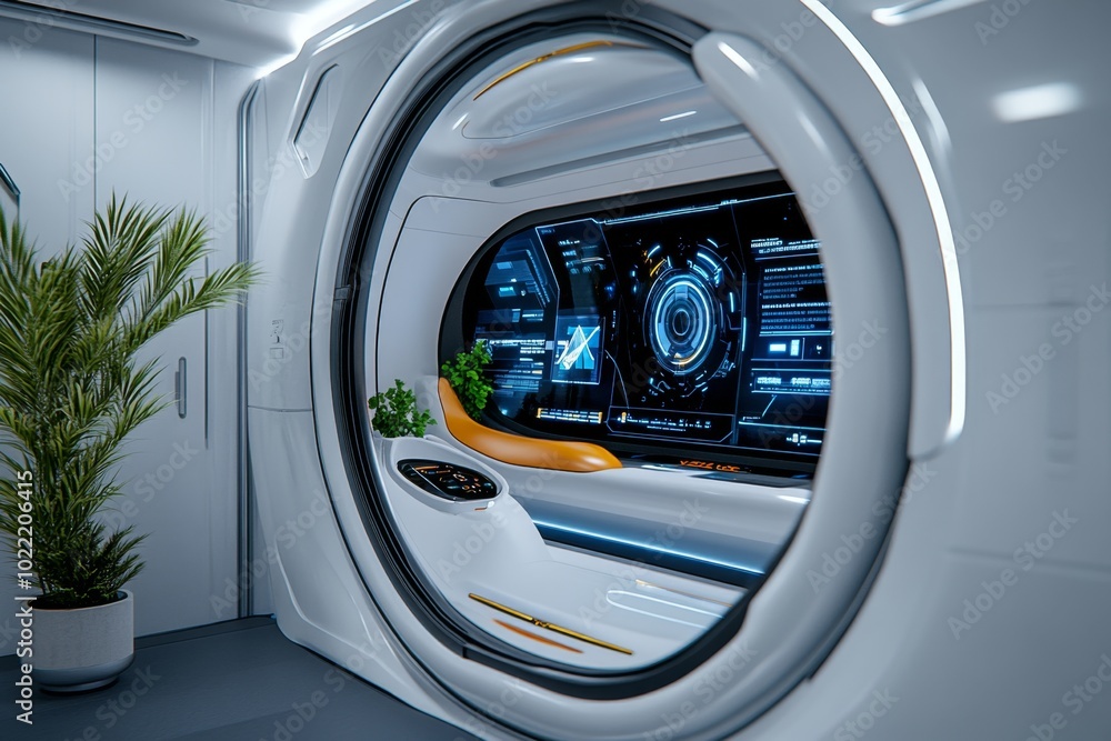 A sleek, futuristic home interior where every surface is a touch screen, seamlessly integrating with smart technology A sleek, futuristic home interior where every surface is a touch screen, seamlessly integrating with smart technology
