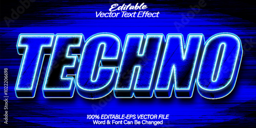 Techno Vector Text Effect Editable Alphabet Party Retro Digital Club