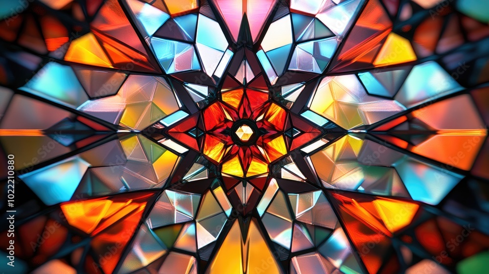 Abstract Geometric Pattern of Interlocking, Colorful, Shiny Polygons Abstract Geometric Pattern of Interlocking, Colorful, Shiny Polygons