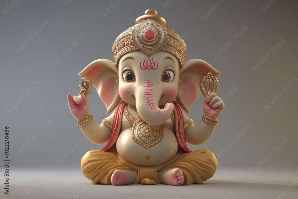 Adorable Cartoon Character of Lord Ganesha Adorable Cartoon Character of Lord Ganesha