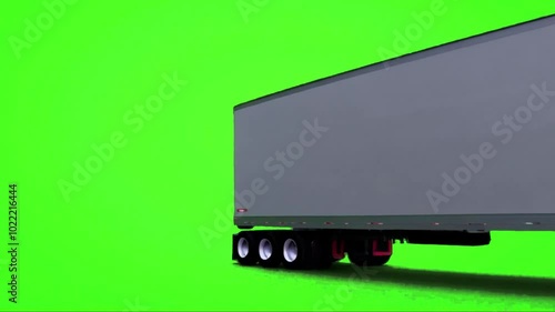 truck on the road Running truck animation isolated on green screen
